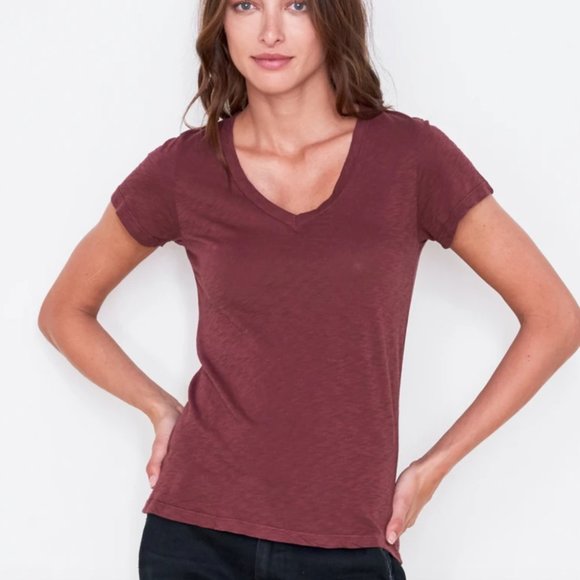 Sundry Back Stitch V Neck Tee Faded Rose - Picture 1 of 4